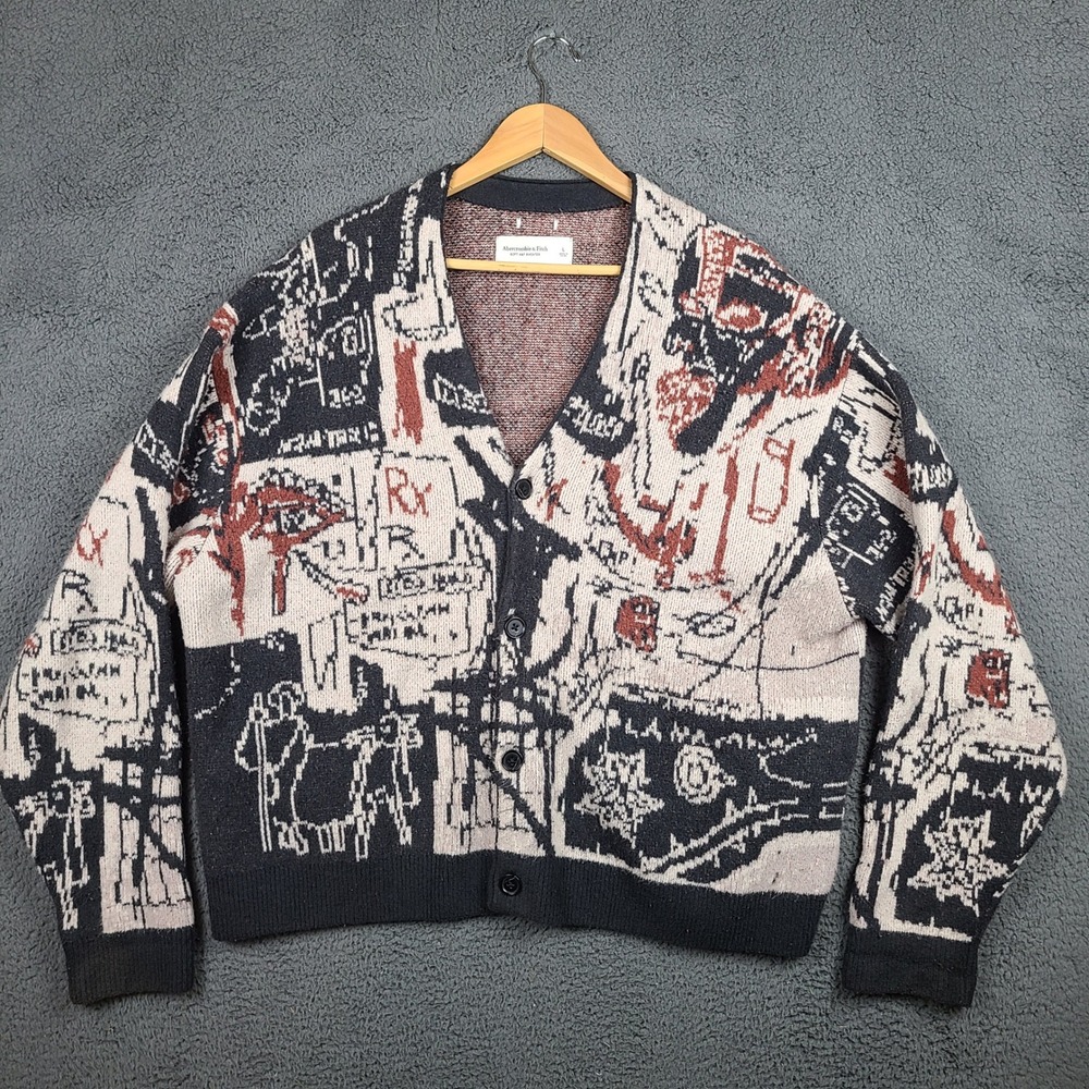 Abercrombie & Fitch Jean-Michel Basquiat Cardigan Sweater Mens Large Art Print